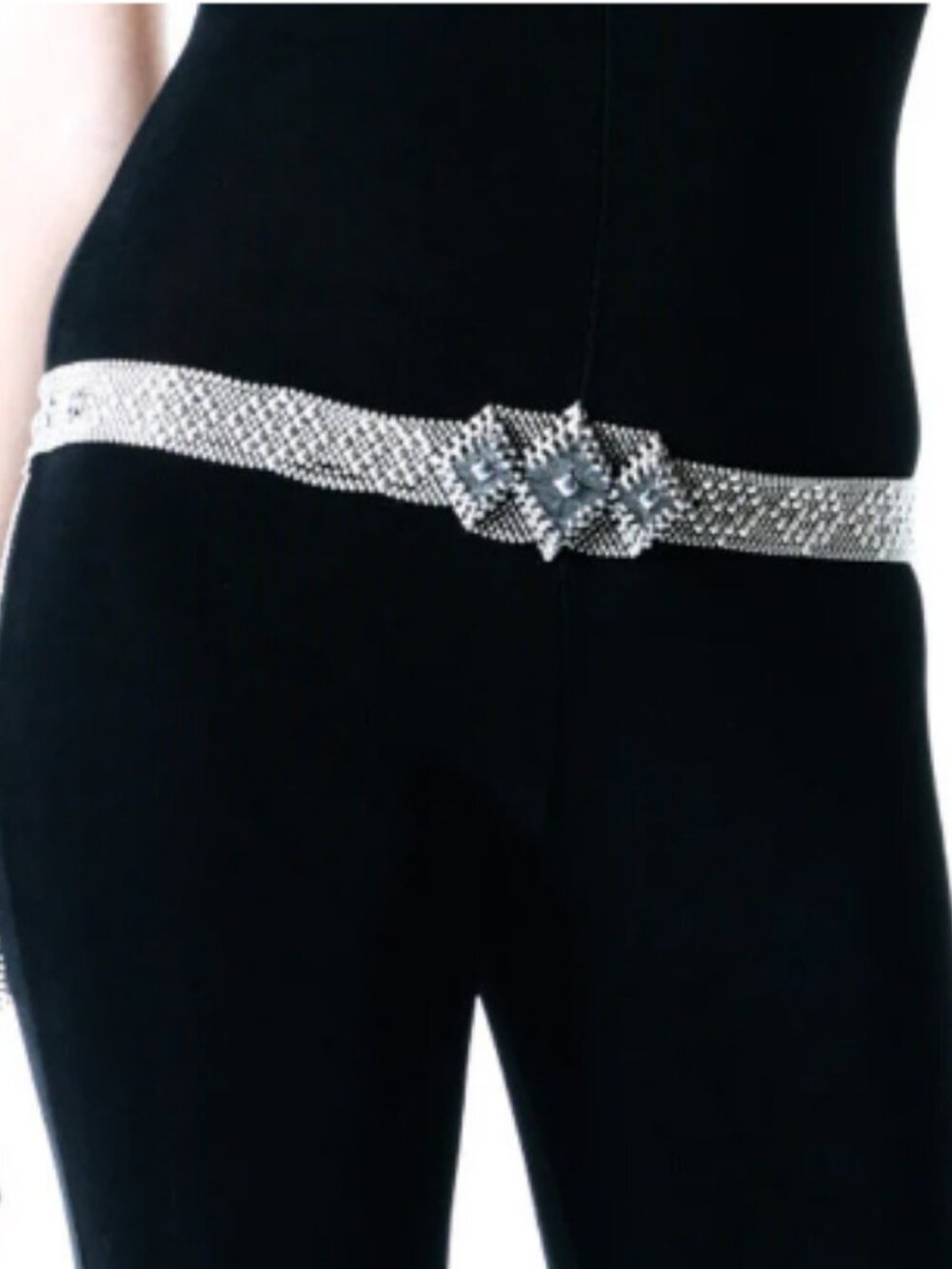 Sergio Gutierrez SG Silver Mesh Liquid Metal Diamond Pattern Belt